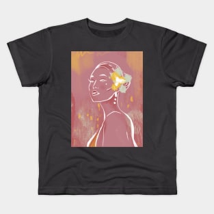 Woman Line Figure Abstract Plum by Cindy Rose Studio Kids T-Shirt